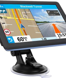 GPS Navigator for Car Truck RV, Latest 2025 Map, 7 inch Touch Screen Real Voice Spoken Turn-by-Turn Direction Reminding Navigation System for Cars, Vehicle GPS with Speed and Red Light Warning (Blue)