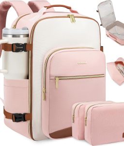 LOVEVOOK Large Travel Backpack for Women & Men, 40L Carry on Backpack for Airplanes, TSA Personal Item Travel Bag fits 17" Laptop, Waterproof Travel Essentials Airline Approved with 3 Packing Cubes