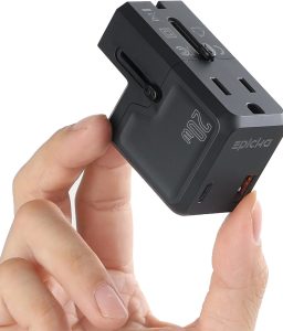 EPICKA Universal Travel Adapter, International Plug Adapter Wall Charger with 20W USB-C PD & USB-A QC, All-in-One Pocket Size Adapter for USA EU UK AUS (Pocket 111, Black)